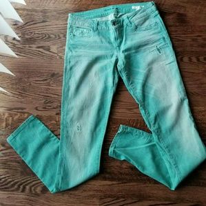 Guess green skinny jeans